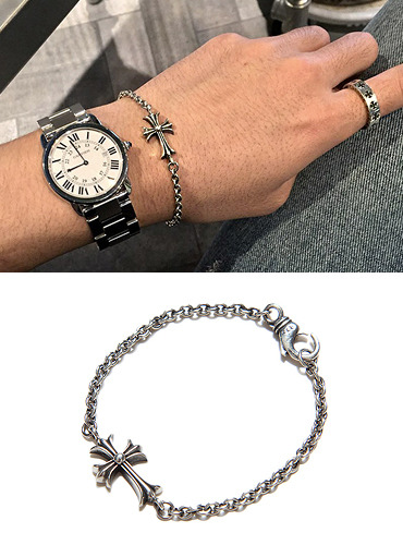 silver 925 (100%) cross ankle bracelet (big size.)